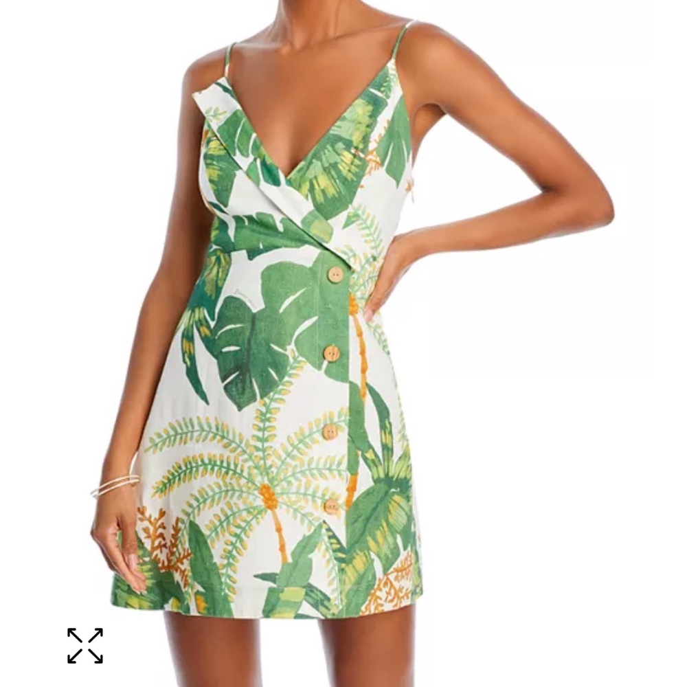 Farm Rio Tropical Forest Linen Mini Dress, size M